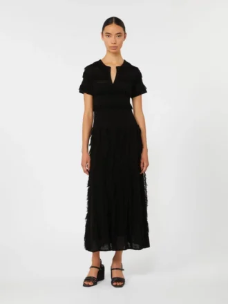 Vestido de hilo de viscosa estampado, negro