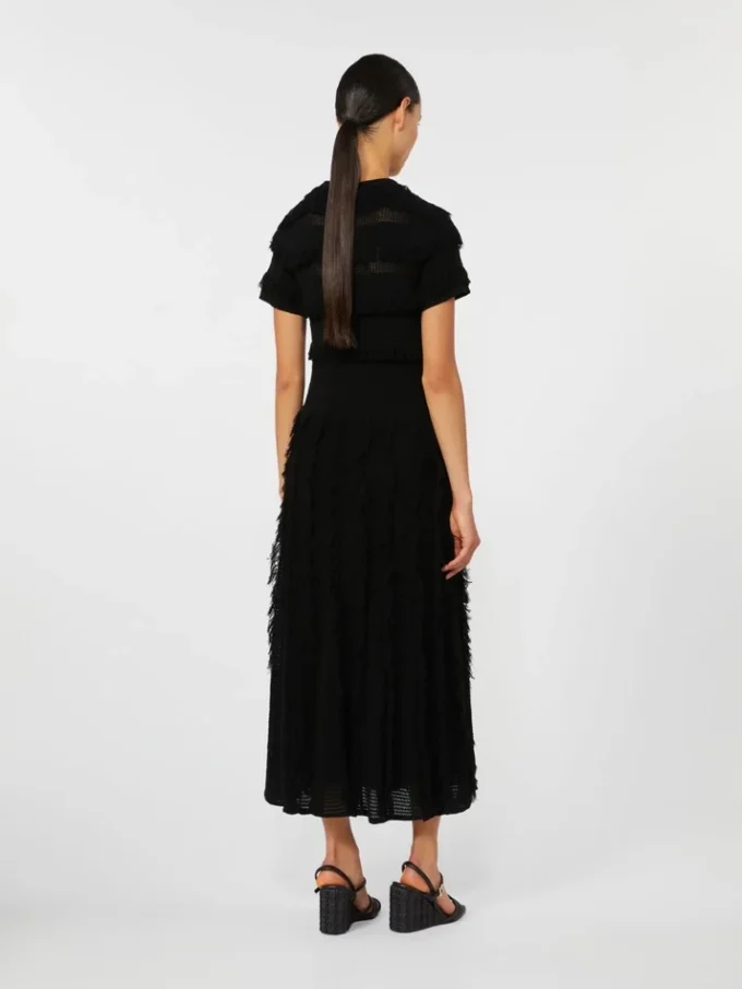 Vestido de hilo de viscosa estampado, negro Vestido de hilo de viscosa estampado, negro