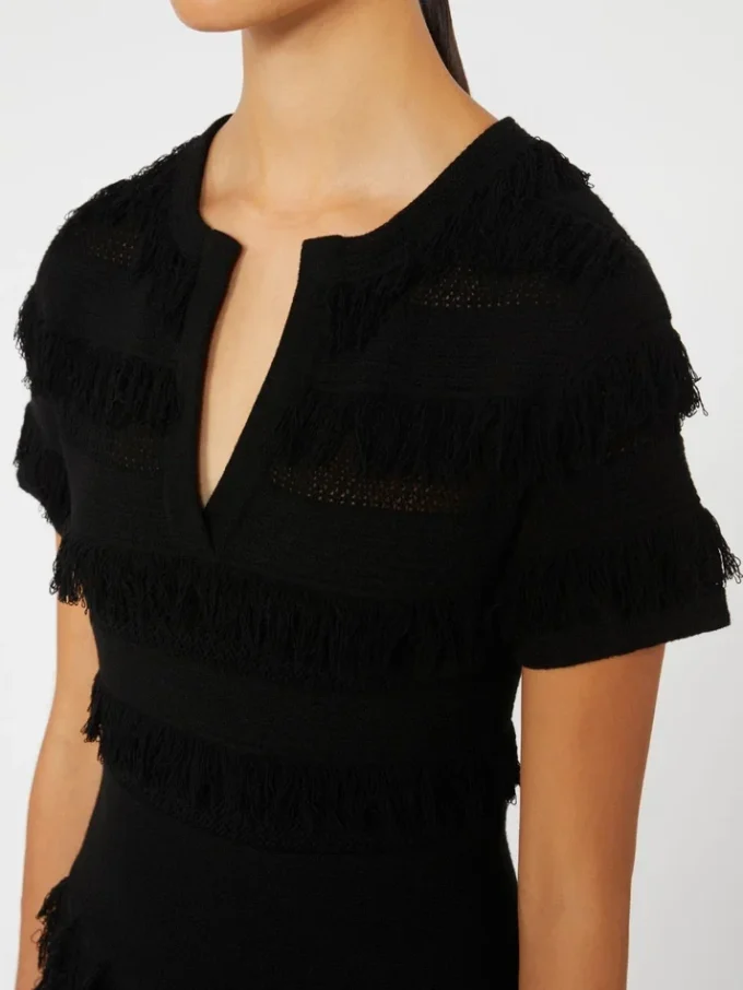 Vestido de hilo de viscosa estampado, negro Vestido de hilo de viscosa estampado, negro