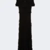 Vestido de hilo de viscosa estampado, negro Vestido de hilo de viscosa estampado, negro