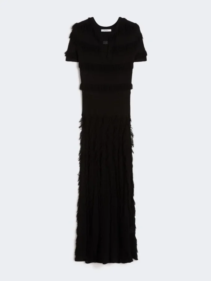 Vestido de hilo de viscosa estampado, negro Vestido de hilo de viscosa estampado, negro
