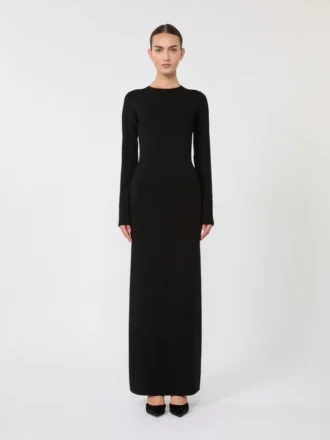 Vestido de hilo de viscosa, negro