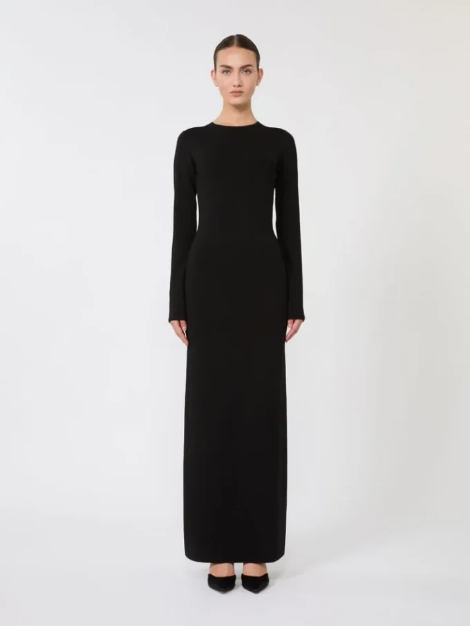 Vestido de hilo de viscosa, negro Vestido de hilo de viscosa, negro
