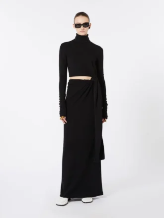Vestido de jersey con lazo, negro