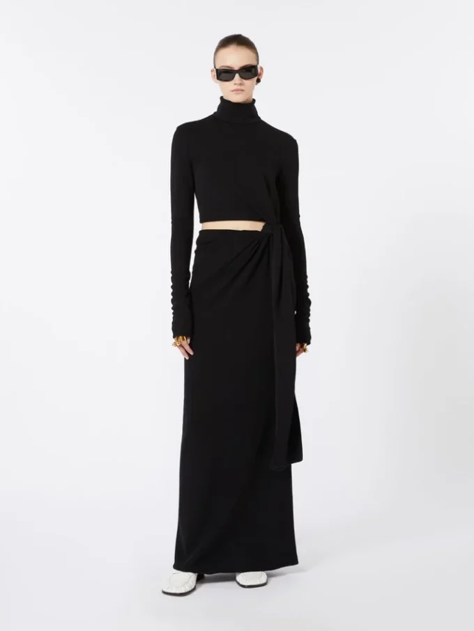 Vestido de jersey con lazo, negro Vestido de jersey con lazo, negro