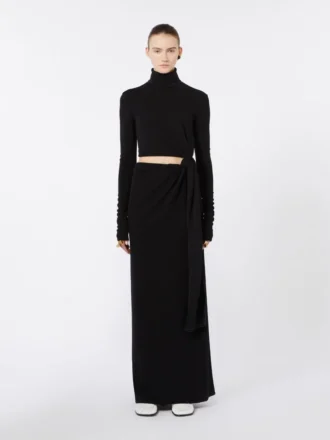 Vestido de jersey con lazo, negro