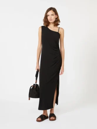 Vestido de jersey de un solo hombro, negro