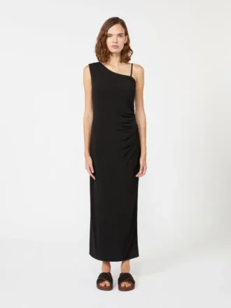 Vestido de jersey de un solo hombro, negro