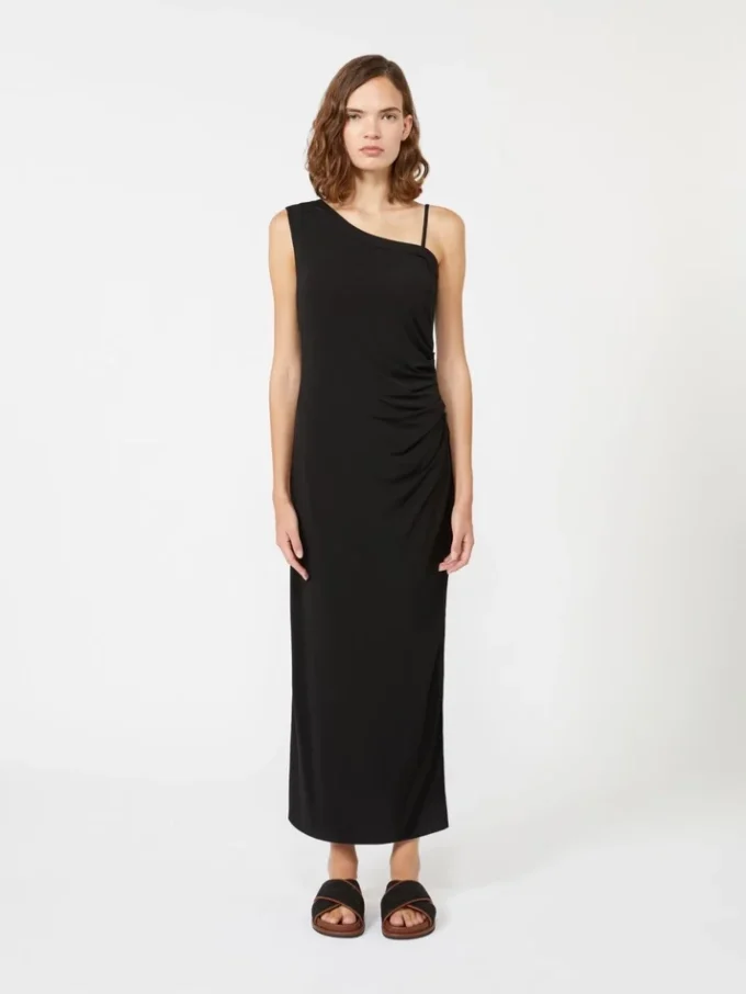 Vestido de jersey de un solo hombro, negro Vestido de jersey de un solo hombro, negro