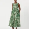 Vestido de lona de ramio estampada, verde Vestido de lona de ramio estampada, verde