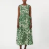 Vestido de lona de ramio estampada, verde Vestido de lona de ramio estampada, verde