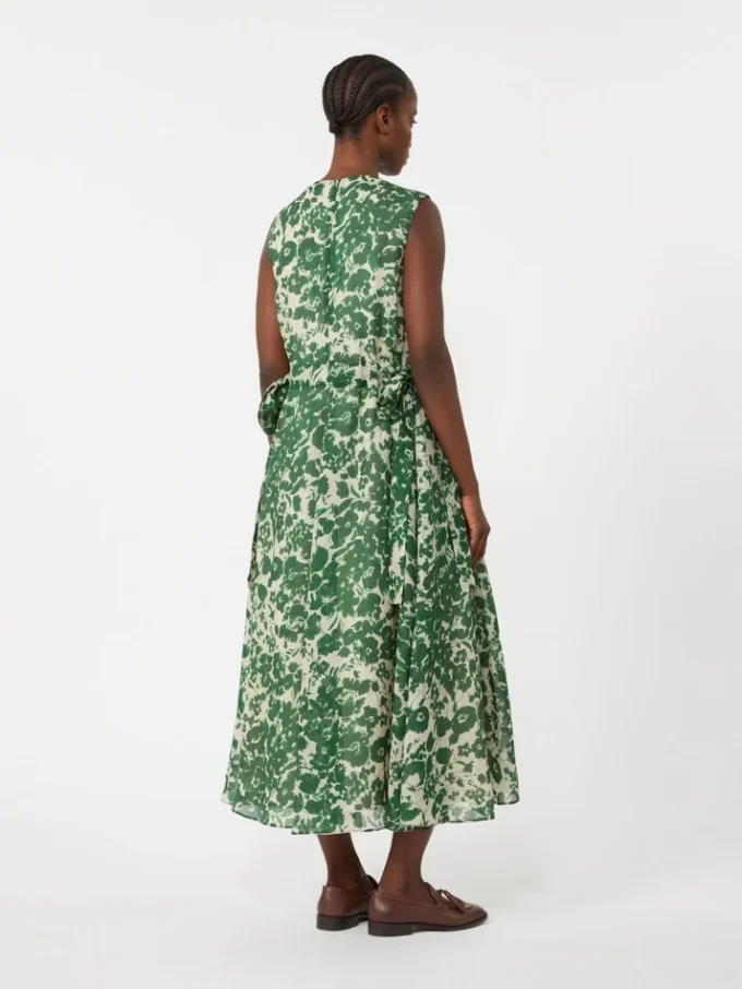 Vestido de lona de ramio estampada, verde Vestido de lona de ramio estampada, verde