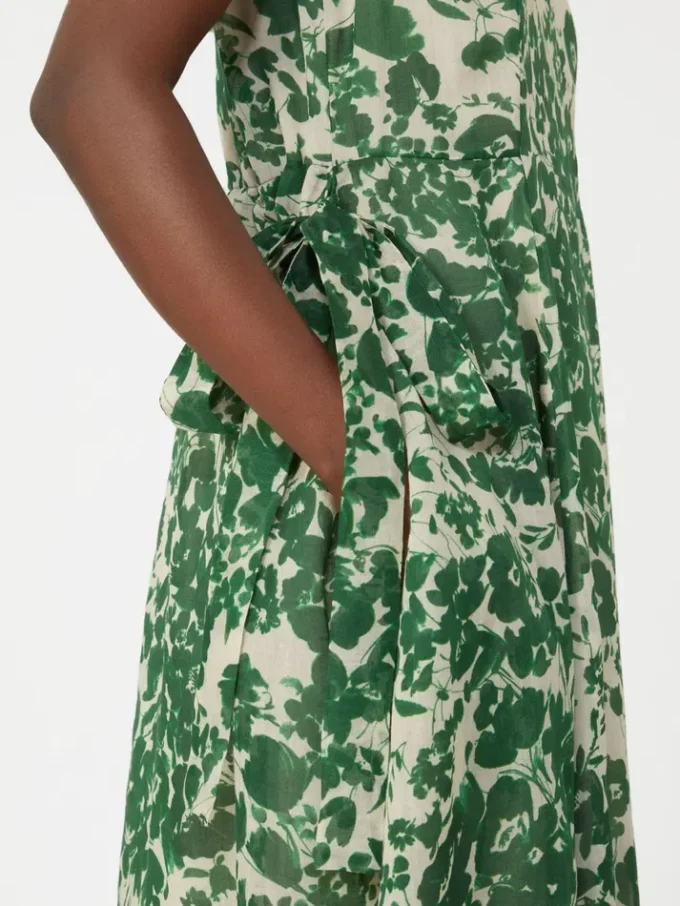 Vestido de lona de ramio estampada, verde Vestido de lona de ramio estampada, verde