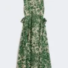 Vestido de lona de ramio estampada, verde Vestido de lona de ramio estampada, verde