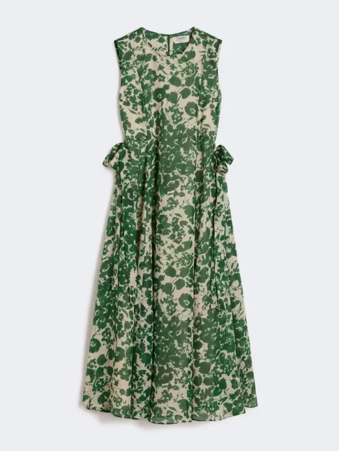 Vestido de lona de ramio estampada, verde Vestido de lona de ramio estampada, verde