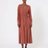 Vestido de lona de seda lavada, color terracota Vestido de lona de seda lavada, color terracota