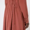 Vestido de lona de seda lavada, color terracota Vestido de lona de seda lavada, color terracota