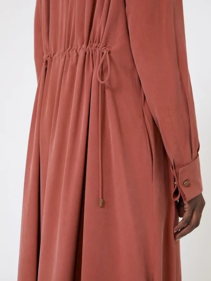 Vestido de lona de seda lavada, color terracota Vestido de lona de seda lavada, color terracota
