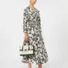 Vestido de popelín estampado, beige
