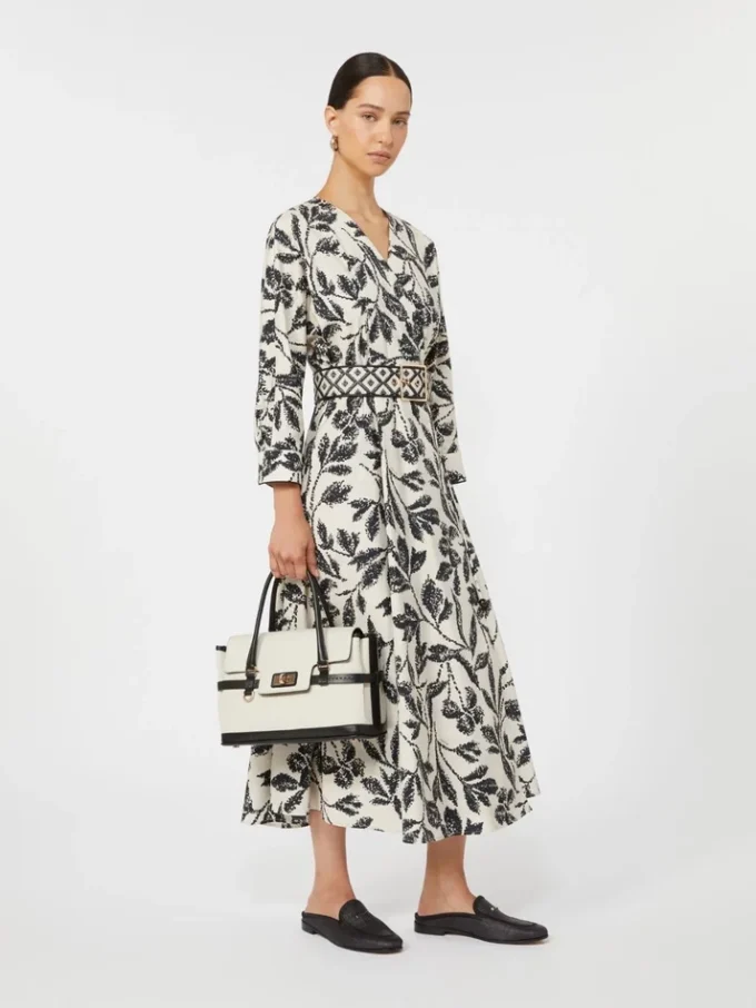 Vestido de popelín estampado, beige