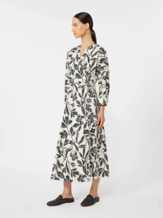 Vestido de popelín estampado, beige
