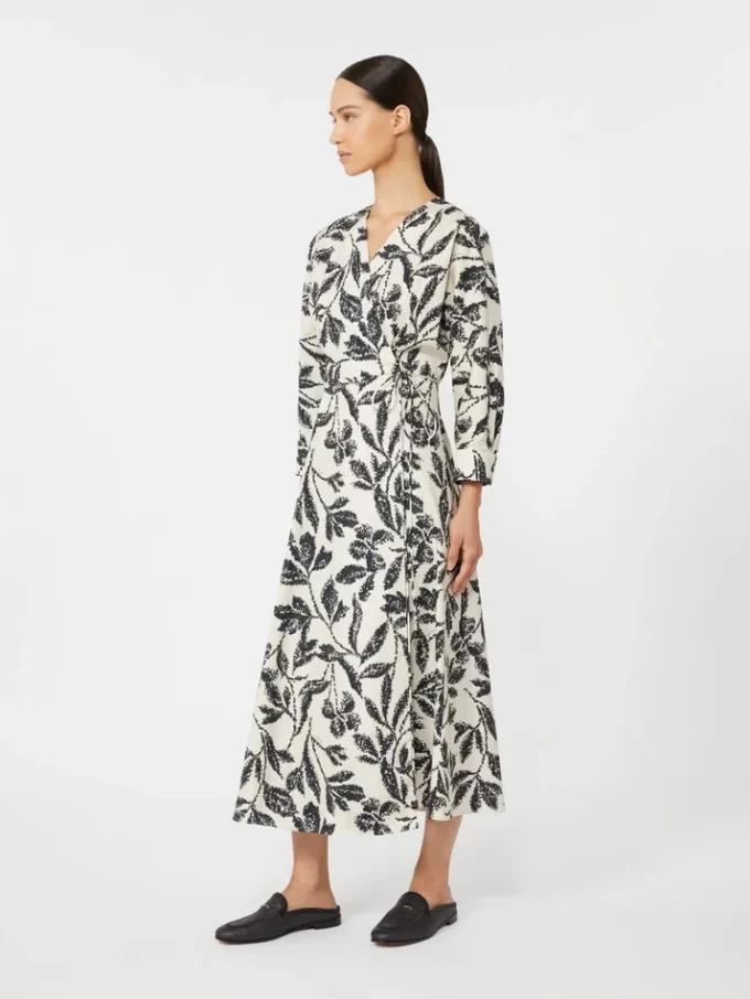 Vestido de popelín estampado, beige