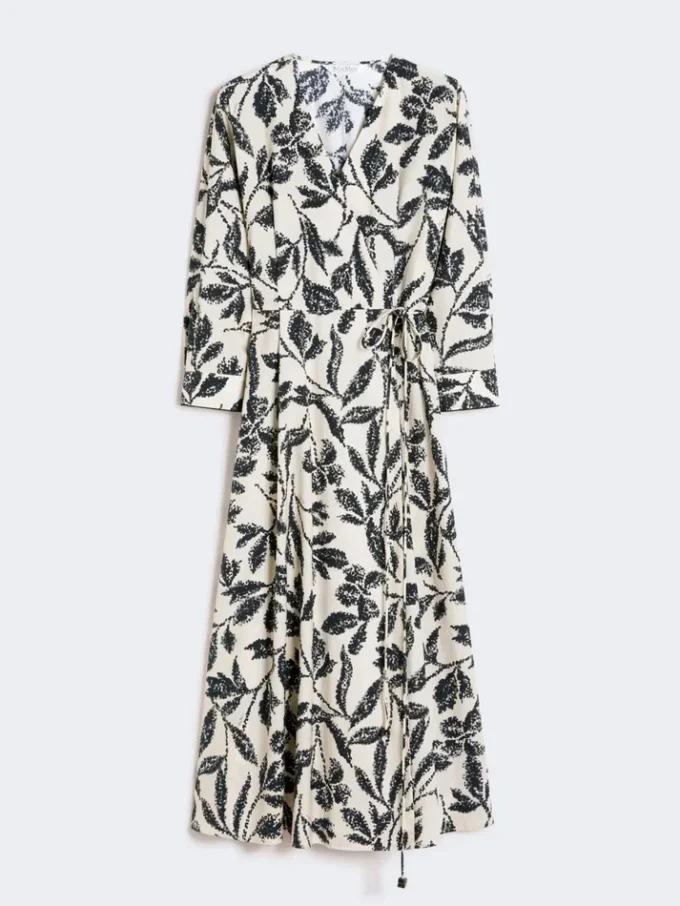 Vestido de popelín estampado, beige