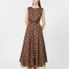 Vestido de sarga estampado, marrón