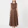 Vestido de sarga estampado, marrón