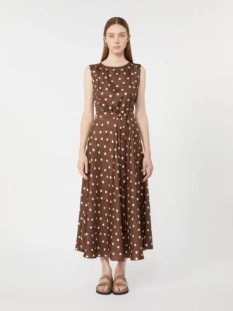 Vestido de sarga estampado, marrón