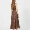 Vestido de sarga estampado, marrón