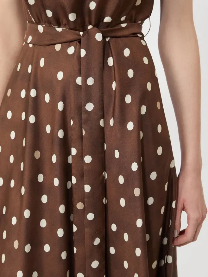 Vestido de sarga estampado, marrón