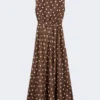 Vestido de sarga estampado, marrón