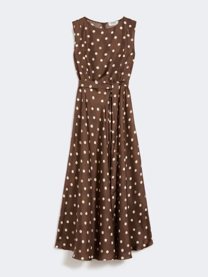 Vestido de sarga estampado, marrón