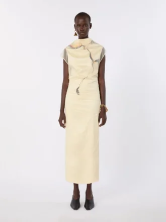 Vestido de satén de doble capa, amarillo claro