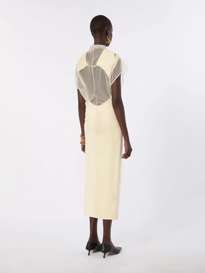 Vestido de satén de doble capa, amarillo claro Vestido de satén de doble capa, amarillo claro