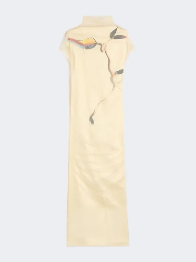 Vestido de satén de doble capa, amarillo claro Vestido de satén de doble capa, amarillo claro