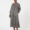 Vestido de seda estampado, negro