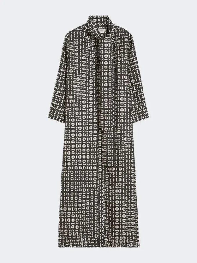 Vestido de seda estampado, negro
