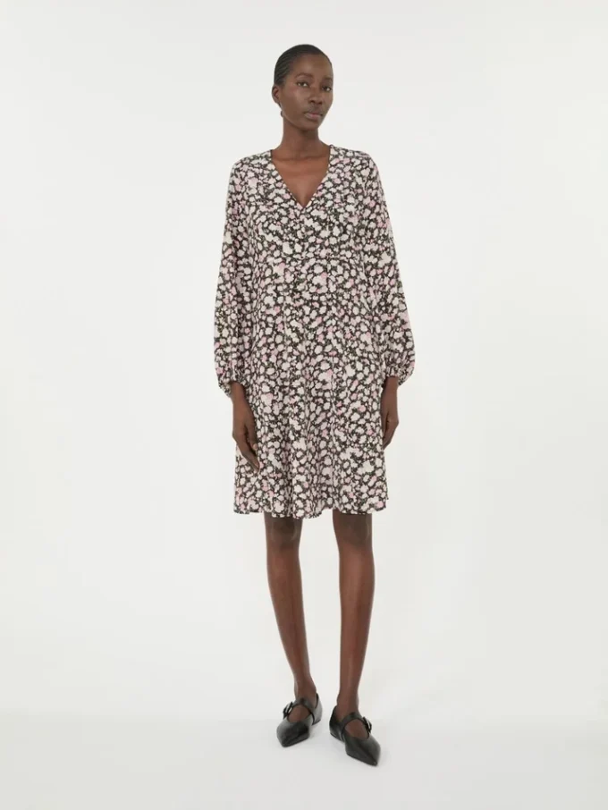Vestido de seda estampado, rosa