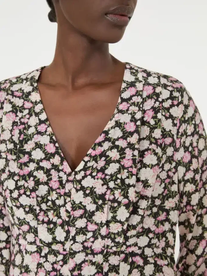 Vestido de seda estampado, rosa