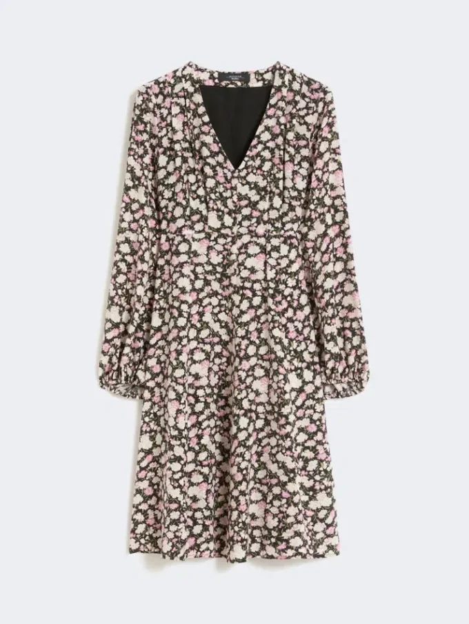 Vestido de seda estampado, rosa