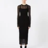 Vestido de viscosa elástica de manga corta, negro Vestido de viscosa elástica de manga corta, negro