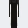 Vestido de viscosa elástica de manga corta, negro Vestido de viscosa elástica de manga corta, negro