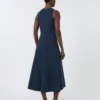 Vestido largo acampanado de jersey scuba, azul ultramar Vestido largo acampanado de jersey scuba, azul ultramar