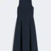 Vestido largo acampanado de jersey scuba, azul ultramar Vestido largo acampanado de jersey scuba, azul ultramar