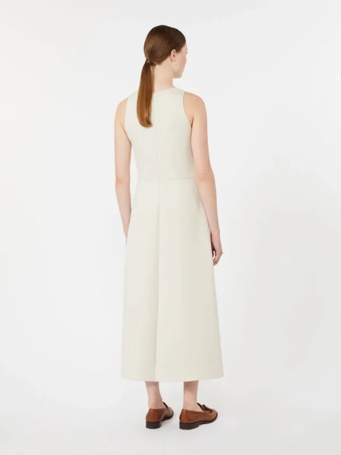 Vestido largo acampanado de jersey scuba, beige Vestido largo acampanado de jersey scuba, beige