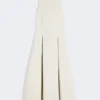 Vestido largo acampanado de jersey scuba, beige Vestido largo acampanado de jersey scuba, beige