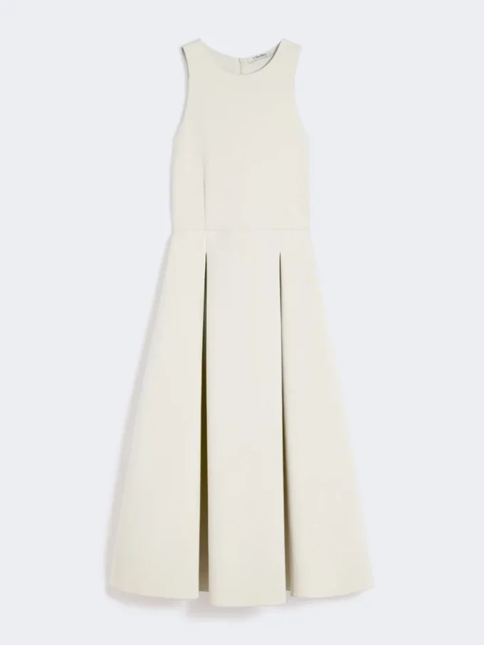 Vestido largo acampanado de jersey scuba, beige Vestido largo acampanado de jersey scuba, beige
