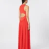 Vestido largo de jersey de crepé, color coral Vestido largo de jersey de crepé, color coral